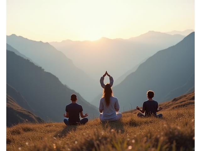 Sesión de meditación y wellness en trekking de los Andes